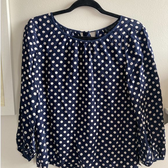 Silk J. Crew Polka Dot Blouse - Picture 3 of 6
